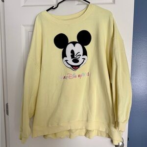 Disney Parks Mickey Mouse Yellow Pullover Sweatshirt
